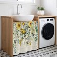 thumbnail image 3 of Flowers Eucalyptus Cabinet Curtain 35"Wx35"L, Dustproof Under Sink Skirt with Self Adhesive Tape, Vintage Botanical Floral Leaves Cabinet Curtain Cover for Kitchen Sink, Bathroom Vanity, Laundry Room, 3 of 9