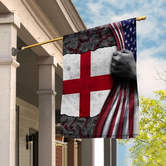 Hand Pulling American Flag England English Root Patriot Garden Flag, Double-Sided Decorative Outdoor Flag, Patriotic Polyester Yard Flag 12 x 18 in