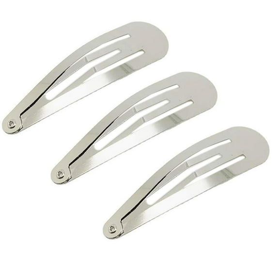 50Pcs No Slip Metal Snap Hair Clips Grips Hair Barrettes BB Clips for Girls Women Hair Accessories, 50mm (Silver)