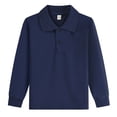 thumbnail image 2 of Polo Shirts Kids School Uniform Relaxed Fit Back To School Long Sleeve Collared T-Shirts Solid Color Pullover for Boys & Girls Navy 4-5 Years, 2 of 4
