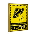 thumbnail image 3 of Stupell Industries Caution Roswell NM Alien UFO Travel & Places Painting Gold Floater Framed Art Print Wall Art, 3 of 6