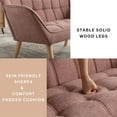 thumbnail image 5 of 48" Small Loveseat Sofa, Mid Century Modern Linen Love Seat with Wood Legs 2-Seat Sofa Couch Tufted Wingback Upholstered Sofa Chair for Living Room Bedroom Apartment, Pink, 5 of 9