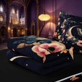 thumbnail image 5 of Homewish Hippie Butterfly Zipper Full Size Comforter Sets with Fitted Sheet and 2 Pillowcases, Flower Moon Stars Zipper Bedding Set, Black Reversible, 5 of 7
