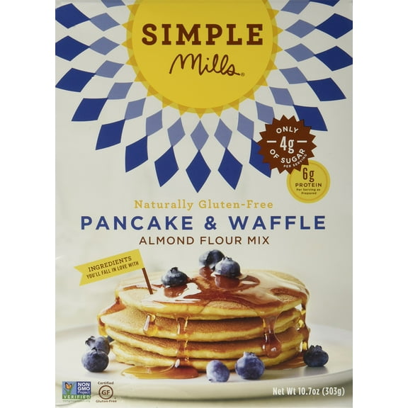 Simple Mills Almond Flour Pancake Mix & Waffle Mix, Gluten Free, Made with whole foods, (Packaging May Vary), 10.7 Ounce (Pack of 1)