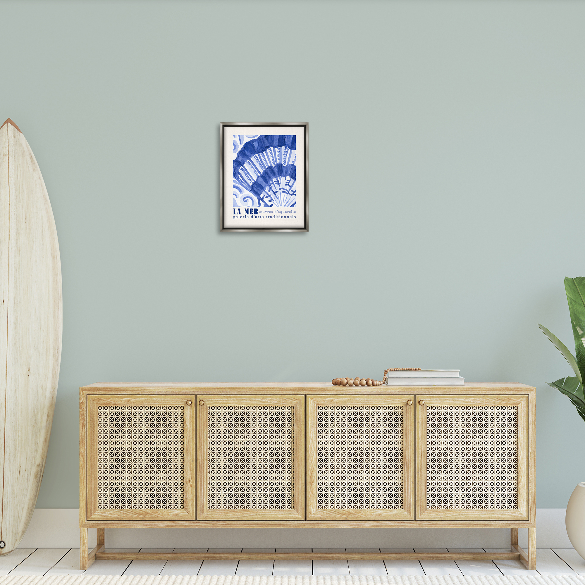 Stupell Industries Nautical Shell Gallery Show Nautical & Beach Painting Gray Floater Framed Canvas Art Print Wall Art, 17 x 21