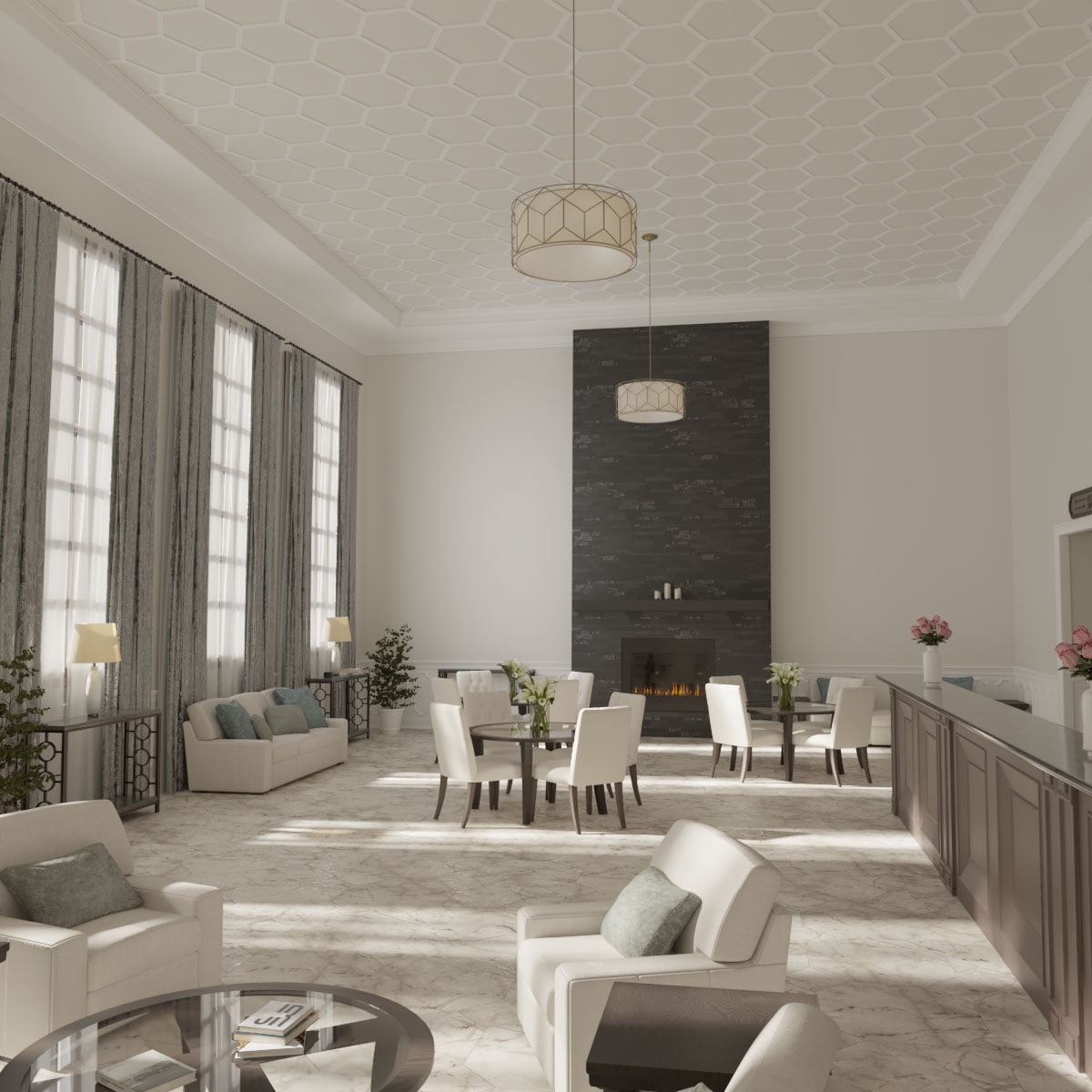 40 1/2"W x 23 3/8"H x 3/8"T Extra Large Westmore Decorative Fretwork Ceiling Panels in Architectural Grade PVC