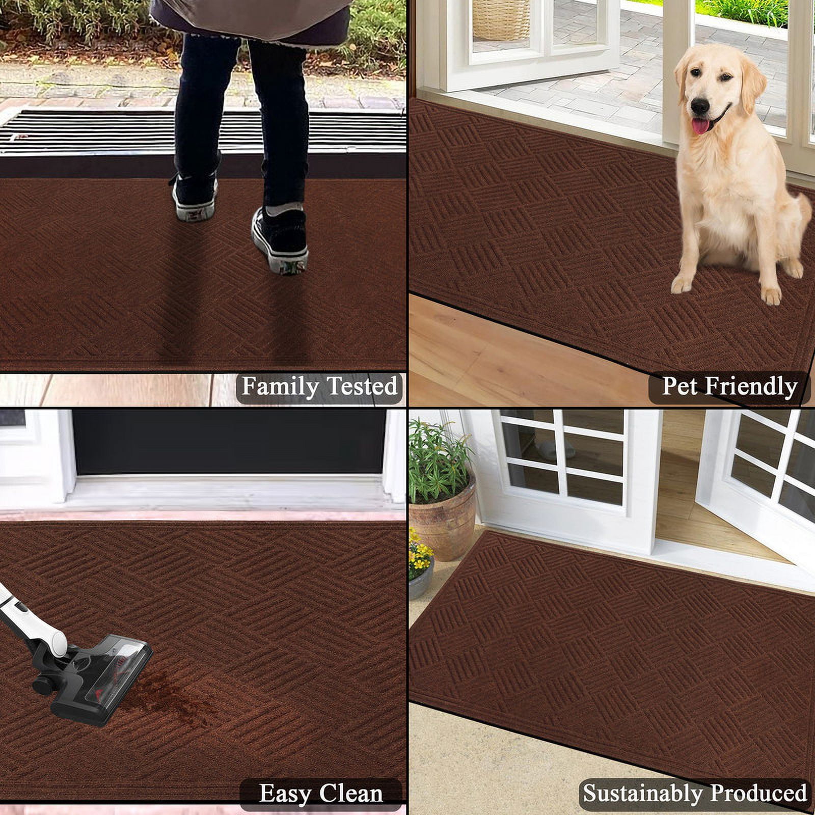 A1HC New Durable and Versatile Polypropylene Rubber Door Mat All Weather Inside Outside Door Mat Easy to Maintain for Entrance Back Doors, Patio, Garage 36" x 60"