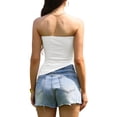 thumbnail image 3 of INSPIRE CHIC Strapless Tube Top for Women's Asymmetrical Hem Double Lined Bandeau Summer Going Out Tank Tops M White, 3 of 6