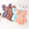 thumbnail image 2 of Newborn Baby Girl Clothes Ruffle Cotton Soild Blank Bodysuit Short Sleeve Jumpsuit Outfit, 2 of 5