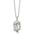 thumbnail image 3 of Stainless Steel Cable Necklace with Pendants Chain Chisel Polished Jesus Silhouette Pendant on a 22 inch 25.28 mm, 3 of 5