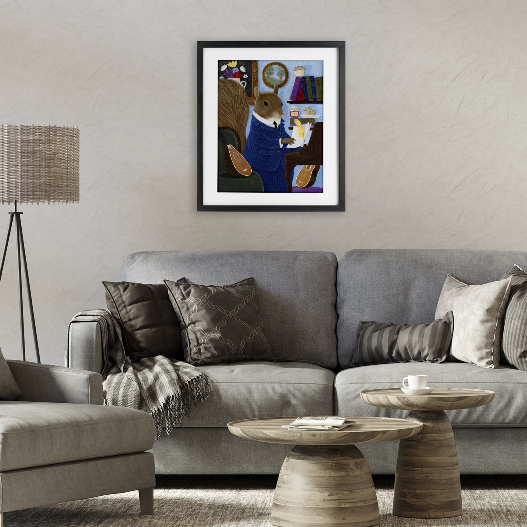 Stupell Industries Gentleman Squirrel Composing Black Framed Print Under Glass, design by Gina Matarazzo