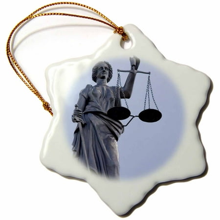 3dRose Scales of Justice, Courthouse, Kansas - US17 DFR0009 - David R. Frazier, Snowflake Ornament, Porcelain, 3-inch