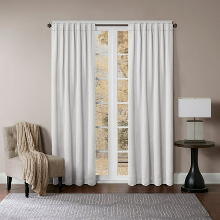 Kendall Color Block Grommet Curtain Panel 108 Inch Cream Lined