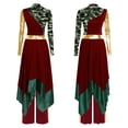 thumbnail image 2 of Aislor Women's Liturgical Praise Dance Outfits Camouflage Print Dress with Wide Leg Pants Worship Dancewear Burgundy L, 2 of 7