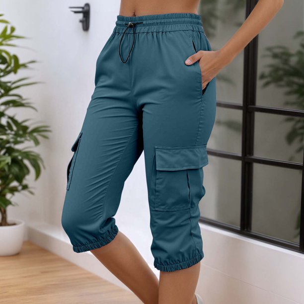 WILLBEST Pantalones Casuales para Mujer, Cintura Elástica, Bolsillos, Color Liso, para el Trabajo Diario. Grande
