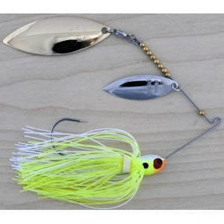 Lunker Double Blade Willow Spinnerbait 3/8 Oz Chartreuse White Head/Skirt PW4838