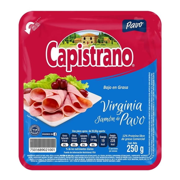 Jamón de pavo Capistrano virginia 250 g