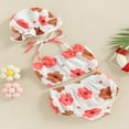 thumbnail image 2 of Baby Girls Three Piece Swimsuits  Floral Print Halter Bikini Set Bathing Suit with Swim Cap, 2 of 7