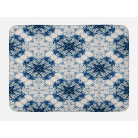 - Tie Dye Bath Mat, Tribal Tie Dye Technique Art Featured Odd and Hazy Forms in Symmetric Axis Design, Non-Slip Plush Mat Bathroom Kitchen Laundry Room Decor, 29.5 X 17.5 Inches, Blue Grey, Ambesonne