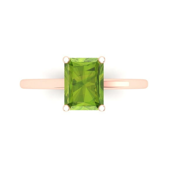 Solitaire Engagement Ring for Women - 2ct Natural Peridot in 18K Rose Gold Promise Ring