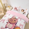 thumbnail image 3 of Erosebridal Funny Unicorn Capybara Twin Bedding For Kids,Cartoon Rodent Animals Duvet Cover Set For Bowknot Girls ,Reversible Pink 2pcs,No Comforter, 3 of 6