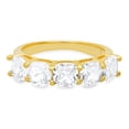 thumbnail image 4 of 14k Yellow Gold Over Silver 5-stone Cushion-cut Diamond Cubic Zirconia Ring | Engagement Ring, Wedding Rings for Women, 4 of 5