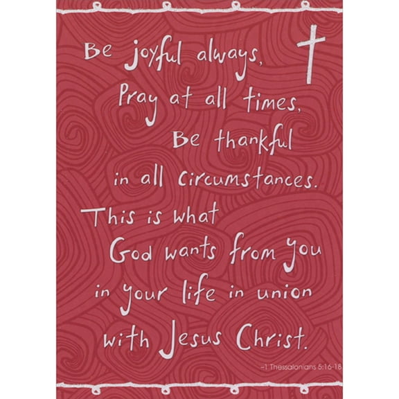Designer Greetings Be Joyful Always Scripture Verse: White Text on Red Swirls Confirmation Congratulations Card