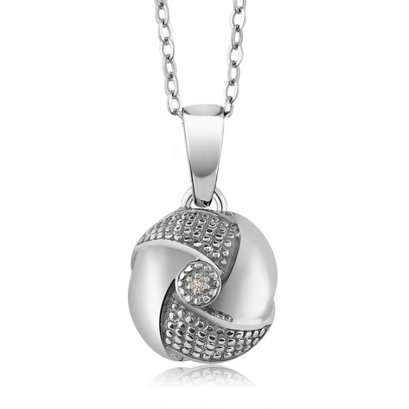 Gem Stone King 925 Sterling Silver Round Natural Diamond Knot Pendant Necklace for Women with 18 inch Chain