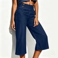 thumbnail image 4 of Oksale Denim Wide Leg Capris for Women Stretch High Waisted Jean Capri Pants with Pockets Loose Cozy Summer Vacation Outfits 2026 Dark Blue L, 4 of 9