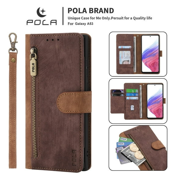 SaniMore for Motorola Moto G Stylus 5G 6.8" 2022 Wallet Case, [Removeable Wrist Strap][Zipper Cash Pocket   Card Slots] Flip Kickstand Full Protective Magnetic Closure Retro Cover, Brown