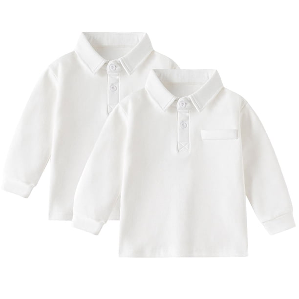 REDARER Boys Uniform Long Sleeve Polo, 2-Pack - for Little Boys & Big Boys,Size 4-5 Years