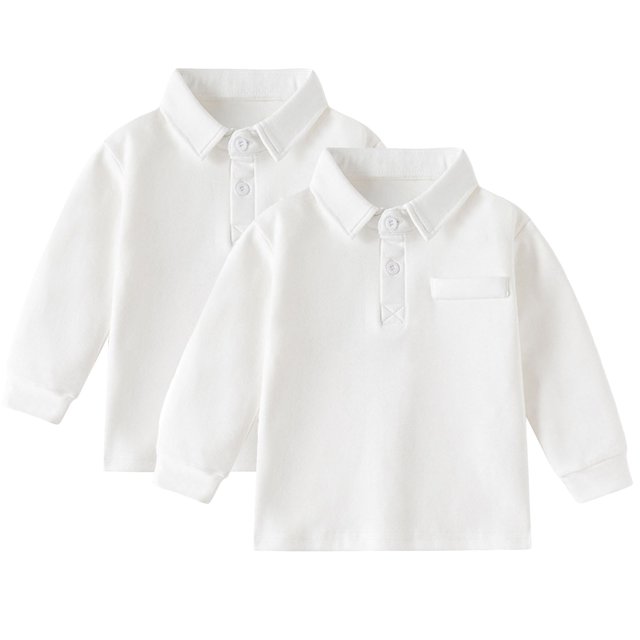 REDARER Boys Uniform Long Sleeve Polo, 2-Pack - for Little Boys & Big Boys,Size 4-5 Years