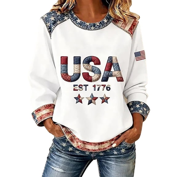 250 Anniversary Usa Sweatshirt Women American Patriotic Flag 250 Anniversary Usa Shirt American 1776-2026 250th Birthday Womens Loose Fit Trendy Streetwear Tops