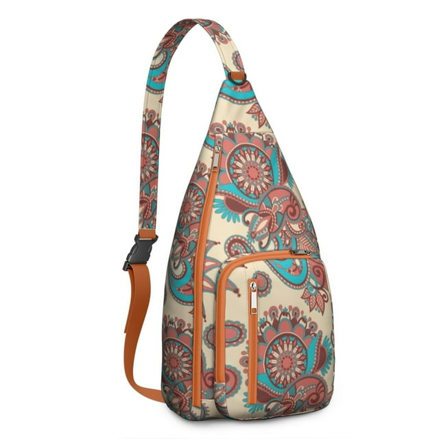 Classic Bohemian Sling Backpack - Timeless Paisley Print Shoulder Bag, Multi-Functional Pack for Cycling & Hiking
