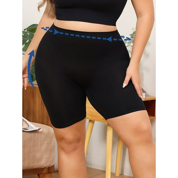 Shapewear Shorts Slimming Shorts Plus Size Women Solid Colours Seamless Sports Shapewear Comfortable Fit Elastic Waist Thigh Slimming Shorts BALCK 1XL