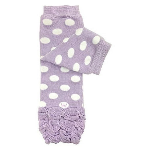 ALLYDREW Stripes, Polka Dots & Chevron Baby Leg Warmer & Toddler Leg Warmer for Boys & Girls, Purple Polka Dots & Ruffle Bottom