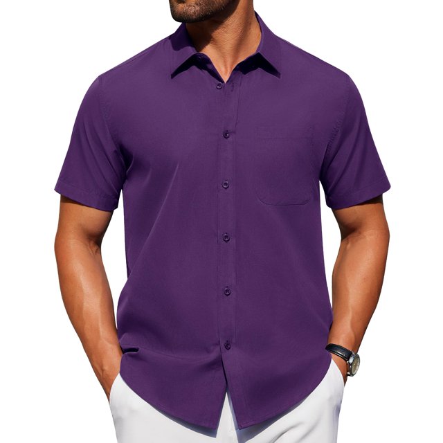Vestido de manga corta Shirt Alimens & Gentle para hombre, color morado, talla L