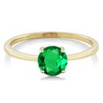 thumbnail image 2 of Gem Stone King 10K Yellow Gold Green Nano Emerald Solitaire Engagement Ring for Women (0.77 Cttw, Round 6MM, Gemstone May Birthstone, Size 5), 2 of 5