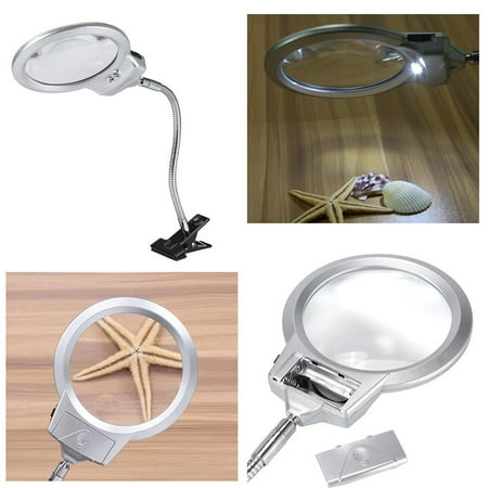 Topincn Desk Magnifying Glass Lighted Desk Magnifier Large Lens
