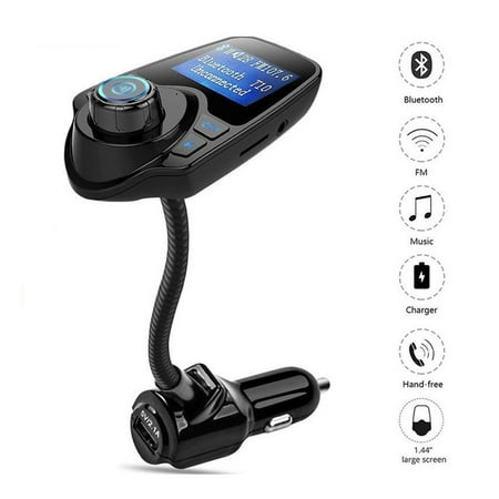 1.44 inch Display FM Transmitter Bluetooth Wireless Radio Adapter Audio Receiver Stereo Music Tuner Modulator Car Kit with USB Charger Hands Free