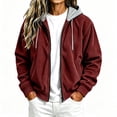thumbnail image 6 of vdgthytj Jackets for Women Full Zip Corduroy Hooded Long Sleeve Color Block Fall Winter Casual Outerwear with Pockets(X-Large,Wine), 6 of 9
