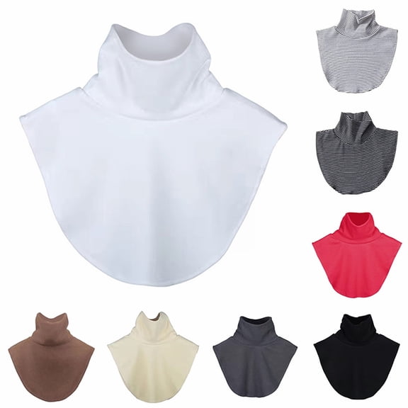 Women's Mock Neck Detachable Collars 6 Pack Stretchable False Collar Accessories for Sweaters and Blouses in Solid Colors and Stripes