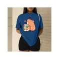 thumbnail image 1 of Playera Blusa Divertida De Capybara Tomando Jugo Ropa De Mujer Capibara Color Azul Talla Mediana Marca Emil SaEs, 1 of 4