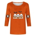 thumbnail image 4 of ZVAVZ Women's 3/4 Sleeve Halloween Tops Crew Neck Ghost Printed Tee Shirts Loose Fit Bat Graphic Tees Fashion Holiday T Shirt Orange M, 4 of 4