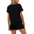 thumbnail image 2 of Qarigey 2 unids/set camiseta pantalones cortos deportes Fitness atlético traje femenino moda verano traje correr Jogging Activewear conjuntos de ropa Negro METRO, 2 of 6