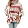thumbnail image 1 of Women's Christmas Sweaters Snowflake Pattern Batwing Long Sleeve Loose Knit Poncho Sweater Pink M, 1 of 10