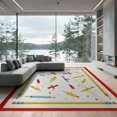 thumbnail image 2 of ODIKA 8'x10' Washable Area Rug Non-Slip Chair-Friendly Mat Classroom Pencil Schoolgirl Tossed Polka Dot School Abstract for Dining Room, Large Office, Lounge, 2 of 7