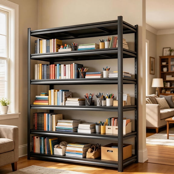 6-Tier Storage Shelves 3000LBS Garage Shelving Heavy Duty Adjustable Metal Shelving Unit, Garage Storage Rack for Basement, Warehouse, Pantry, Closet, Kitchen, 82"H x 40"W x 16"D, Black