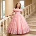 thumbnail image 2 of JAJAHO Girls Sequin Dresses Sparkly Tulle Birthday Princess Party Dress Fuzzy Trim Maxi Ball Gown Flower Girl Dress For Wedding Party Prom 3-12Y, 2 of 9