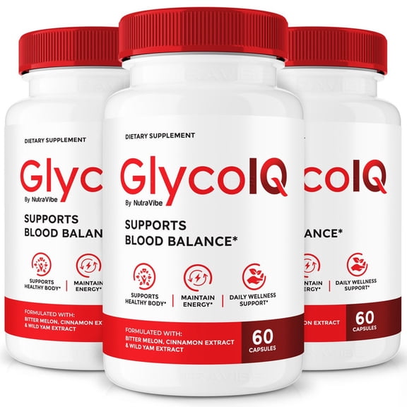 (3 Pack) GlycoIQ – Original Formula with a Clean Blend to Support Healthy Circulation, Natural Energy & Balanced Levels | Just 2 Easy-to-Swallow Pills Daily (180 Capsules)